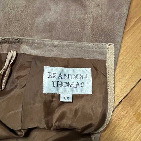 Vintage Brandon Thomas Tan A-line 100% leather with liner skirt - Picture 5 of 7